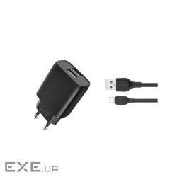 Зарядний пристрій XO L54 2xUSB 12W + cable USB to Lightning black (XO-L57-LGHT-BK)