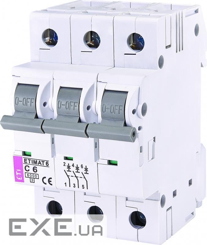 Авт. вимикач ETI ETIMAT 6 3p C 6А (6 kA) (2145512)