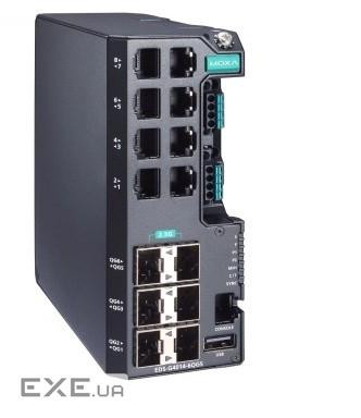 Керований комутатор Full Gigabit Ethernet, 8 портів 10/100/1000BaseT(X), 6 по (EDS-G4014-6QGS-LV)