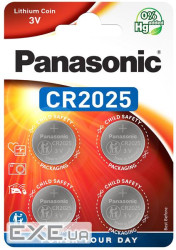 Батарейка Panasonic літієва CR2025 блістер, 4 шт . (CR-2025EL/4B)