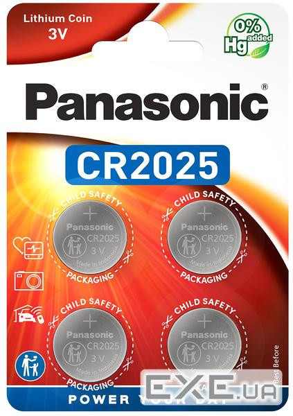 Батарейка Panasonic літієва CR2025 блістер, 4 шт . (CR-2025EL/4B)