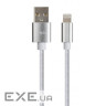 Дата кабель USB 2.0 AM to Lightning 1m nylon silver Vinga (VCPDCLNB1S)