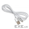 Дата кабель USB 2.0 AM to Lightning 1m nylon silver Vinga (VCPDCLNB1S)