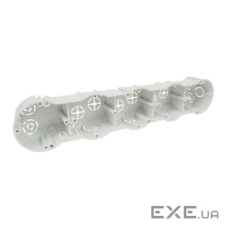 Підрозетник у тверді стіни, п'ятикратний, ПВХ, сірий, 354х70х45мм (KP 64/5_KA)