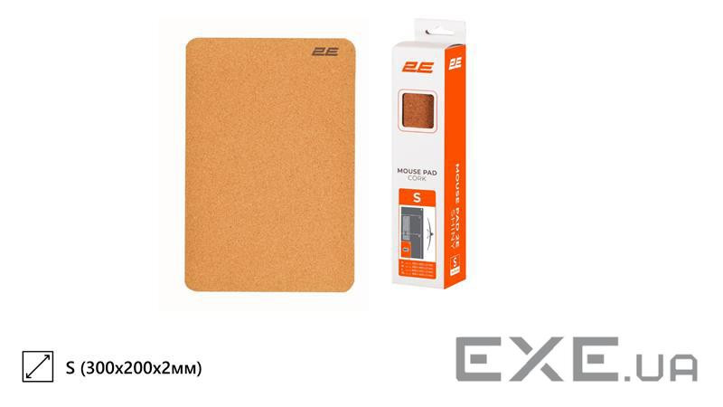 Килимок для миші 2E CORK, S(300x200x2мм), коричневий (2E-PAD-S-CORK) (2E-PAD-S-CORK)