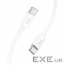 Дата кабель USB-C to USB-C 1.0m Magic silicone PD 60W X87 white HOCO (6931474783264)
