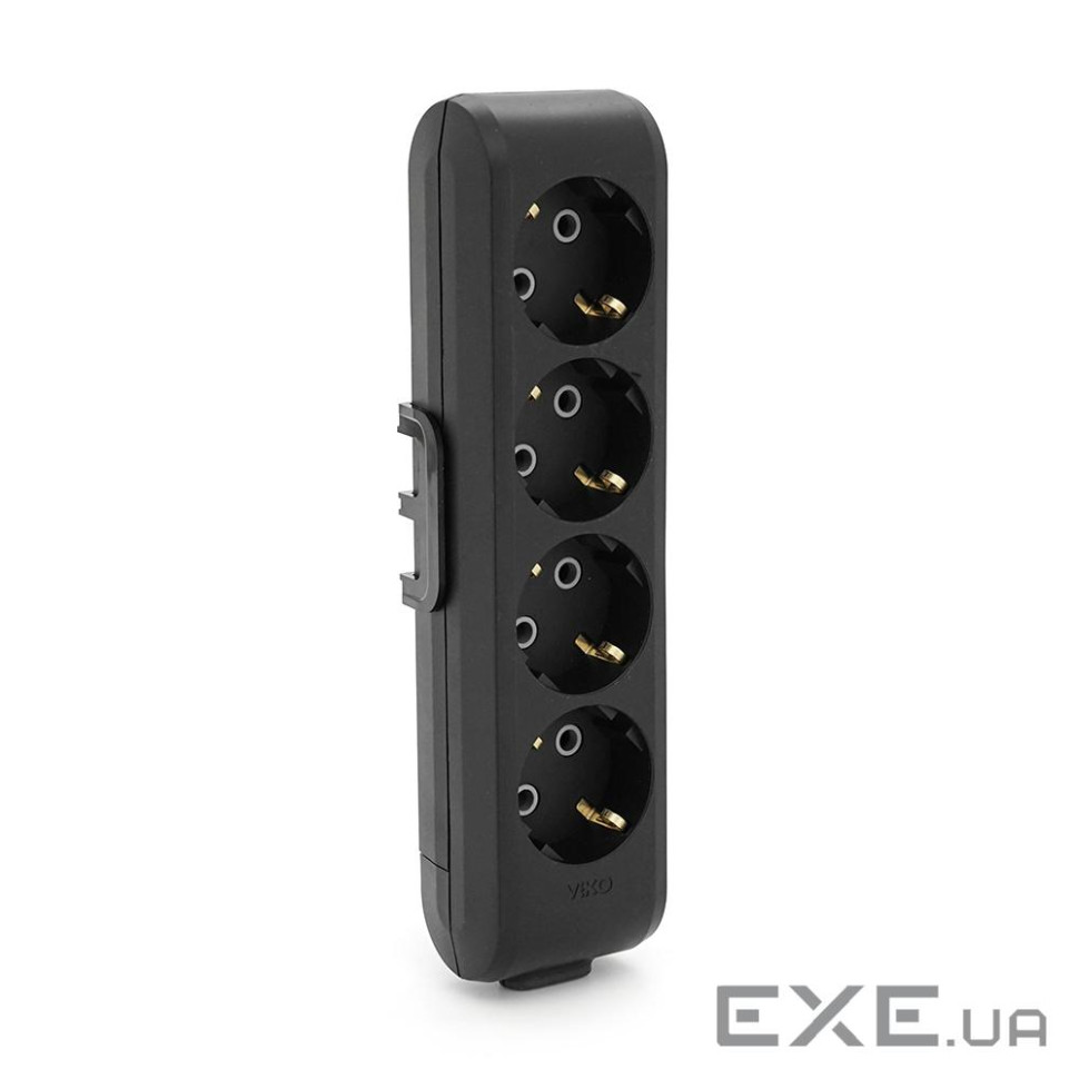Колодка VIKO Multi-Let 4 гнізда, із заземленням, чорна (90134400)