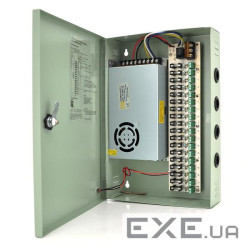 Імпульсний блок живлення 12V-20A / 18CH в боксі з замком перфорований, 18-ти канальний