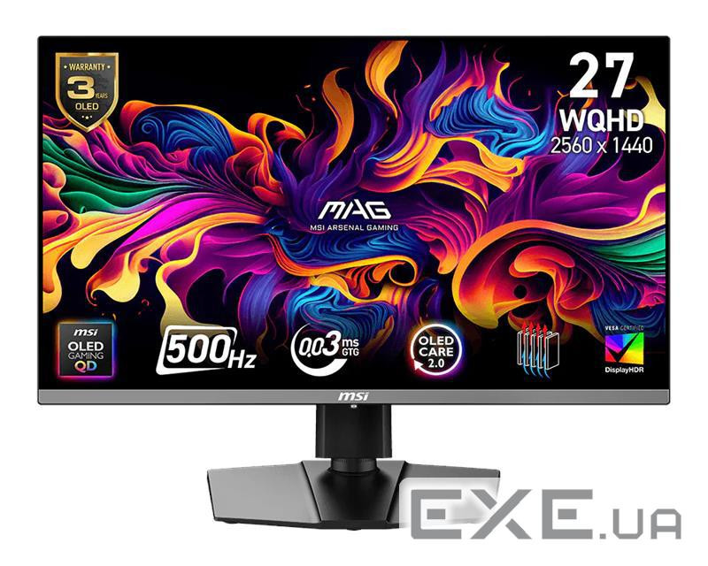 Монітор MSI 26.5" MAG 272QP QD-OLED-X50 2xHDMI, DP, USB-C, Audio, QD-OLED, 256 (9S6-3CD79A-032)
