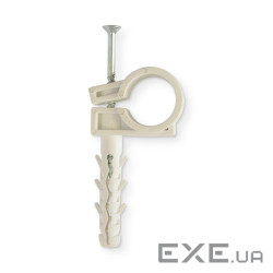 Обойма для кріплення труб D18-20 з дюбелем D8/36 з ударним шурупом, сіра, Інстал (пак.50шт) (OBT20G) ) (OBT20G)