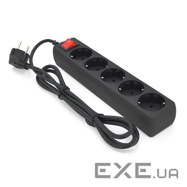 Мережевий подовжувач EUROPOWER EPB530, 220В, 2 КВт, 5 розеток, 3 м, сечение 3х0,5мм, черный,
