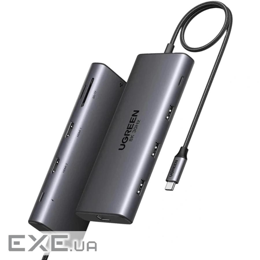 Док-станція USB3.2 Type-C --> HDMIx2,8K30Hz/4K60Hz/3xUSB-A/2xUSB-C 3.2/ RJ45/SD/TF/PD 100W C (15534)