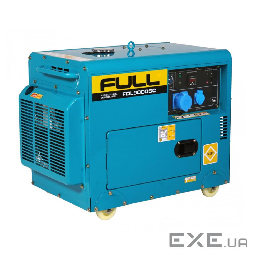 Генератор дизельний FULL FDL9000SC, 1-фазний 230V, 50Hz, 8.5kVA / 6.8kW, бак 12,5 л, витрата 2 л / г
