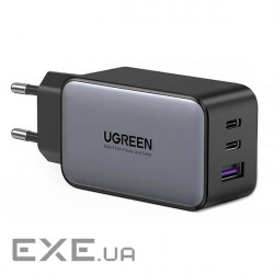 Зарядний пристрій Ugreen 3xUSB 65W GaN (2х USB-C+USB-A) CD244 Grey (10335)