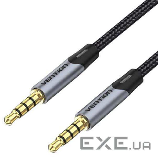 Кабель Vention Audio 3.5 mm - 3.5 mm 2 m, Metal Type, Silver/Black (BAQHH)