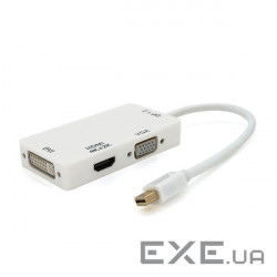 Конвертер mini Display Port (тато) на HDMI / VGA / DVI (мама ) 30cm, White, 4K (YT-C-mnDP(M)/HDMI/VGA/DVI)