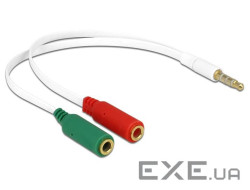 Перехідник аудіо Jack 3.5mm 4pin-3.5mm 3pinx2 M / F, 0.2m (L-R-Gnd-Mic) CTIA-Standart, б (70.06.5447-1)