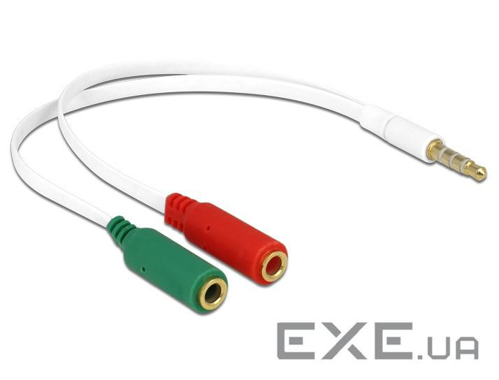 Перехідник аудіо Jack 3.5mm 4pin-3.5mm 3pinx2 M / F, 0.2m (L-R-Gnd-Mic) CTIA-Standart, б (70.06.5447-1)