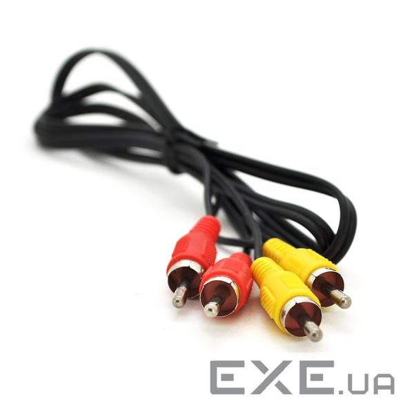 Кабель Audio-Video 2хRCA (тато) => 2хRCA (тато), CCA, круглий, Black, 1,0 м, (Пакет) (14 (14720 1м) )