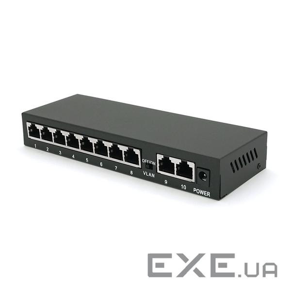 POE комутатор Merlion 8 POE 10 / 100 + 2 RJ45 10 / 100 зовнішній блок живлення 52V 1,85A (YT22106) 52V 1,85A (YT22106)
