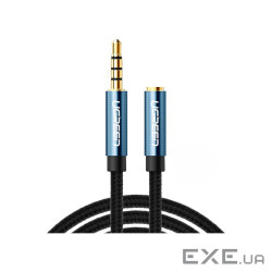 Кабель мультимедійний 3.5mm M to 3.5mm F 1.0m AV118 blue Ugreen (40673)