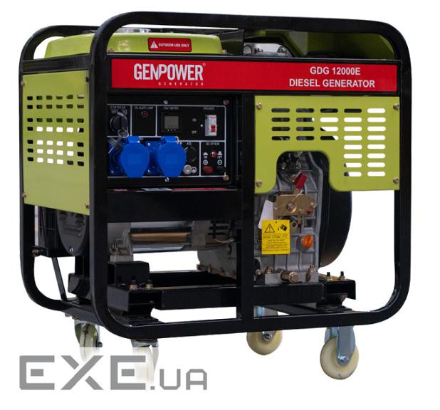 Генератор дизельний GDG 12000E, 1-фазний 230V, 50Hz, 12kVA / 9.6kW, бак 30 л, витрата 0,28 л / кВтЧ,