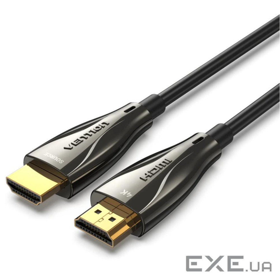 Кабель HDMI M-M,50.0 м, V2.1, Optical 8K 60Гц 48Gbps Dolby 7.1 PVC Black Zinc Alloy Ventio (ALABX)