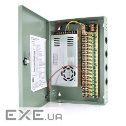 Імпульсний блок живлення 12V-30A / 18CH в боксі з замком перфорований, 18-ти канальний, Q14 , Q14