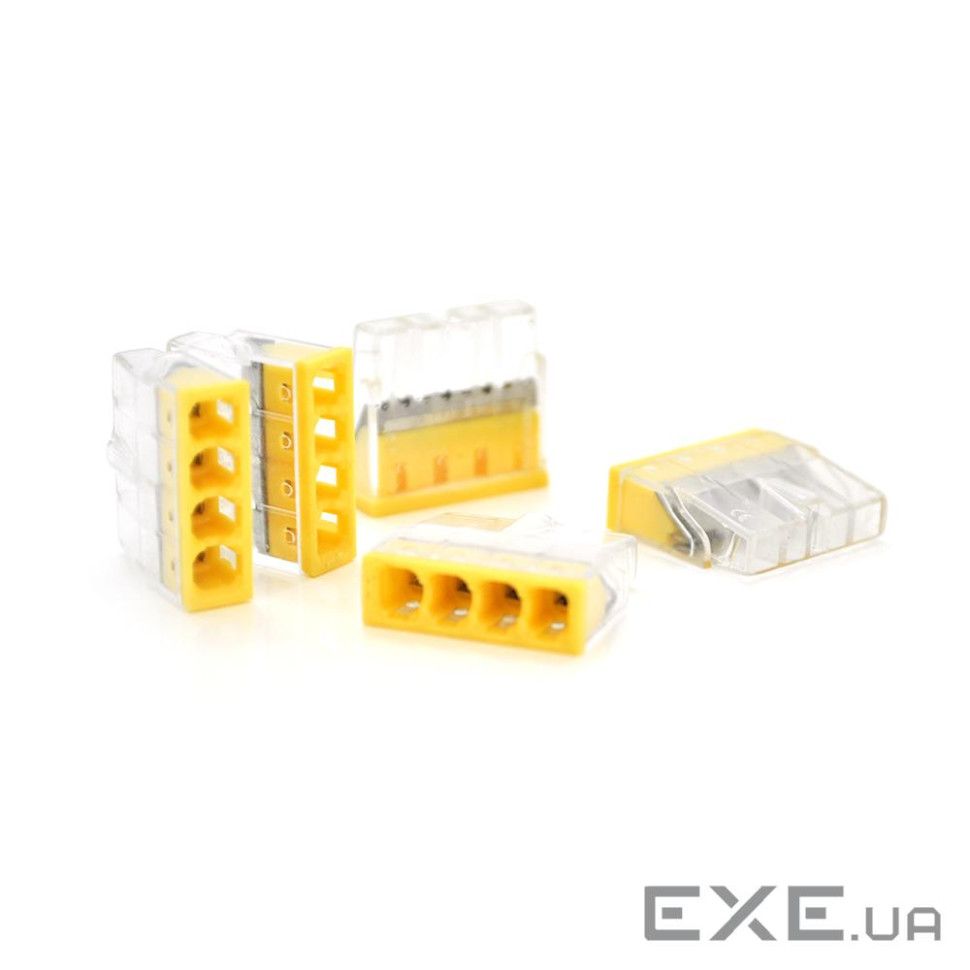 Самозатискна 4-провідна клема WAGO К773-204, 4-pin, прозоро-жовта, упаковка 50 шт, ціна (K204 / 50)