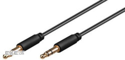 Кабель Goobay аудіо-сигнальний Jack 3.5mm 3pin M/M 0.5m,Shield AWG28 D=2.6mm (75.06.9116-50)