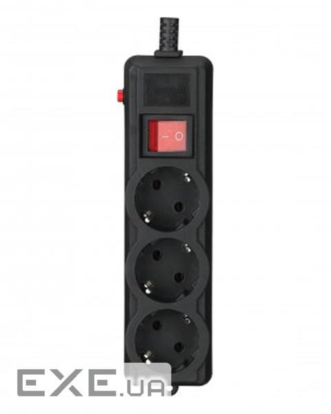 Фільтр мережі GEMBIRD SPG3-G-6B-PRO Black, 3 розетки, 1.8м