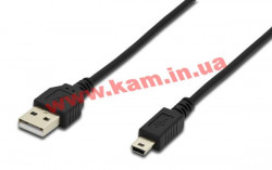 Дата кабель USB 2.0 AM to Mini 5P 1.8m Digitus (AK-300130-018-S)