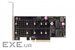 Контролер FRIME PCIe x8 to 2 x M.2 (M-Key NVMe) PI6C20400BLE (ECF-PCIETOSSD018.LP)