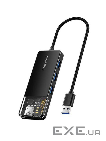 Концентратор Cabletime USB Type C - 4 Port USB 3.0, 0.15 cm (CB02B)