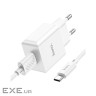Зарядний пристрій HOCO C106A Leisure USB + cable USB to USB-C 10.5W White (6931474783912)