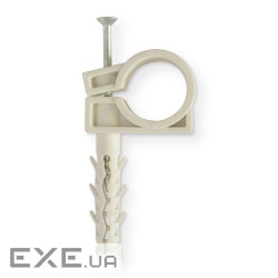 Обойма для кріплення труб D20-22 з дюбелем D8/36 з ударним шурупом, сіра, Інстал (пак.50шт) (OBT22G) ) (OBT22G)