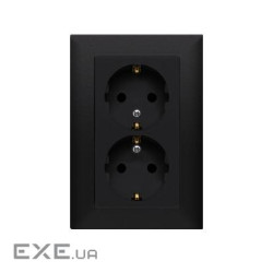 Розетка електрична SIMON10 подвійна SCHUKO з рамкою, графіт (CGSZ2/49) (CGSZ2/49)