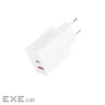 Зарядний пристрій XO QC16U 1xUSB-C PD30W + 1xUSB QC3.0 GaN white (XO-QC16U)