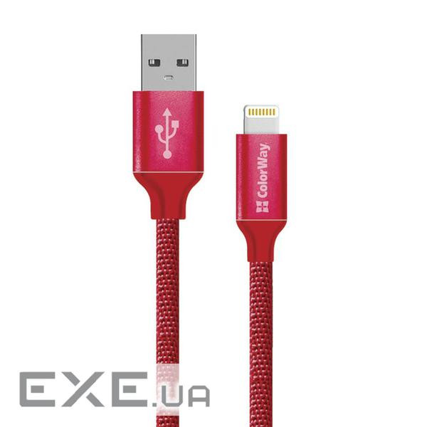 Дата кабель USB 2.0 AM to Lightning 2.0m red ColorWay (CW-CBUL007-RD)