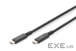 Кабель DIGITUS USB-C USB-C заряджання/синхронізації, Type-C, 1м, чорний (AK-300343-008-S)