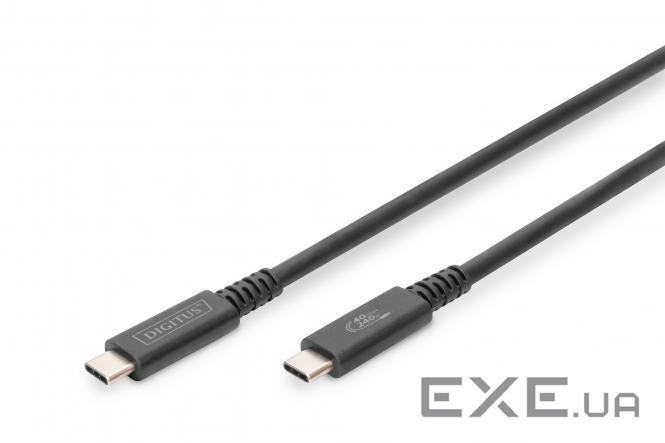 Кабель DIGITUS USB-C USB-C заряджання/синхронізації, Type-C, 1м, чорний (AK-300343-008-S)