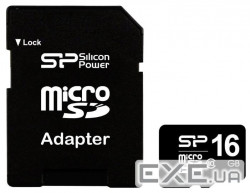 Карта пам'яті SILICON POWER microSDHC 16 GB card Class 10 + adapter (SP016GBSTH010V10-SP)