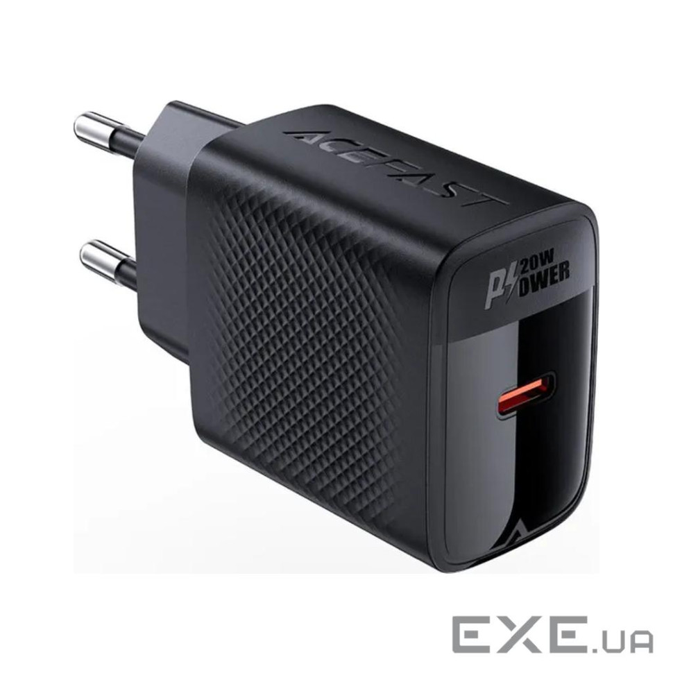 Зарядний пристрій Acefast USB-C 20W + Type-C cable A82 Fast Charger Black (6974316280057)