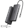 Док-станція USB3.2 Type-C --> HDMIx2,4K60Hz/4xUSB-A/2xUSB-C3.2/DP4K60Hz/RJ45/SD/TF/AUX PD 10 (15978)