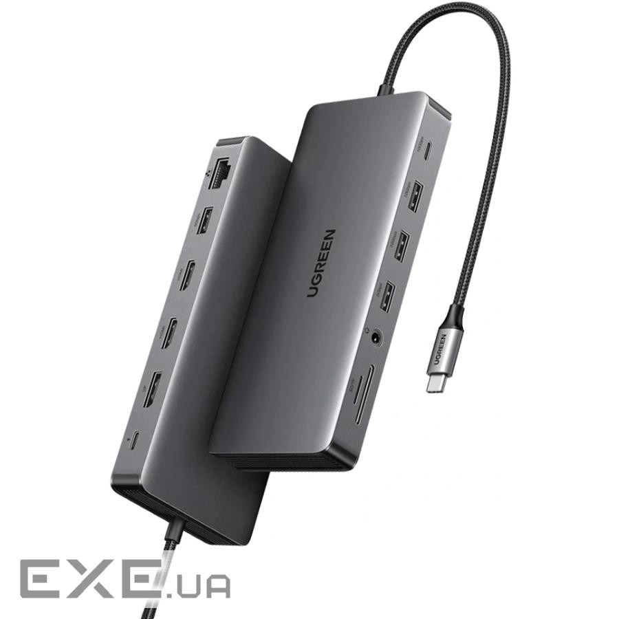 Док-станція USB3.2 Type-C --> HDMIx2,4K60Hz/4xUSB-A/2xUSB-C3.2/DP4K60Hz/RJ45/SD/TF/AUX PD 10 (15978)