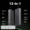 Док-станція USB3.2 Type-C --> HDMIx2,4K60Hz/4xUSB-A/2xUSB-C3.2/DP4K60Hz/RJ45/SD/TF/AUX PD 10 (15978)