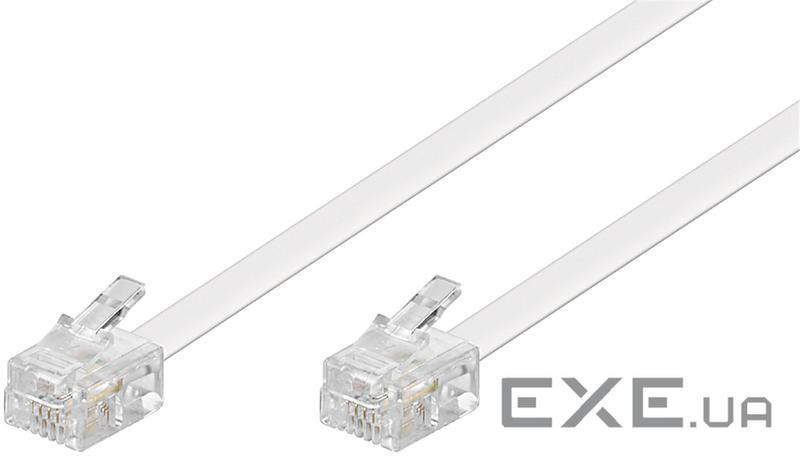 Кабель телефонний RJ12 M/M 3.0m, плоский 6P4C AWG28 1:1, білий (75.09.3067-1)