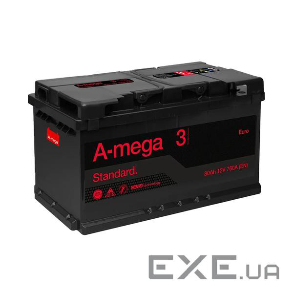 Акумулятор авто Мегатекс A-mega Standard (М3) 6СТ-80-АЗ (прав) euro ТХП 760 (25351)