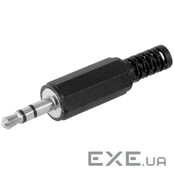 Штекер FreeEnd-Jack 3.5mm 3pin,/M конектор Stereo+захист кабелю,чорний (75.01.1016-1)