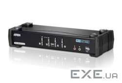 4-портовий KVMP комутатор з підтримкою USB, DVI, кабелі в комплекті (CS1784A-AT-G)